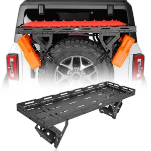 Steel Rear Spare Tire Cargo Basket Fit Universal Jeep Ford Bronco RV SUV Trucks - Picture 1 of 16