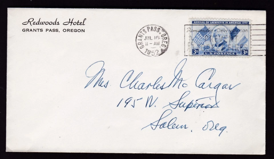 ADVERTISING - REDWOOD HOTEL, GRANTS PASS, OREGON, 1952 - Image 1 of 1