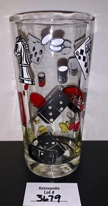 Casino Gambling Poker Hazel Atlas Highball Tumbler Glass 1950 Vintage - Picture 1 of 6