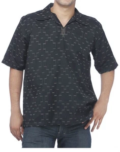 Herren schwarz indischer pakistanischer Stil Kurta Top mit Turn Down Shirt Kragen, S - XL - Bild 1 von 2