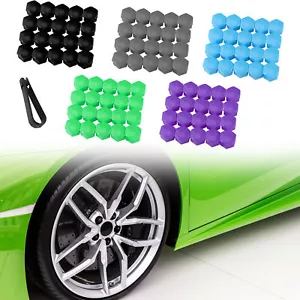 20x 17mm Car Wheel Nut Lug Cover Hub Screw Caps Glossy Bolt Rims Tire With Tool - Picture 1 of 18
