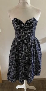 rockabilly Korsagen kleid mit petticoat, 36, Marineblau Mit Polkadots In Weiß - Bild 1 von 10