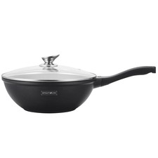 Padella 28cm con Rivestimento in Pietra Marmo Antiaderente e Coperchio in Vetro