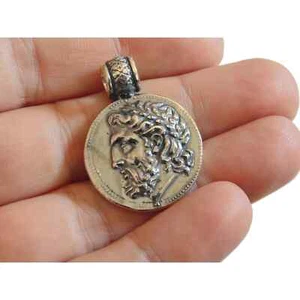 Moneta antica Filippo Re di Macedonia ciondolo medaglia copia artigianale argento sterling - Foto 1 di 4
