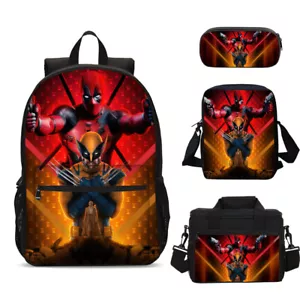 Deadpool Wolverine Niños Mochilas Escolares Bolsa de Almuerzo Aislada Estuche para Plumas Lote Valor - Imagen 1 de 19