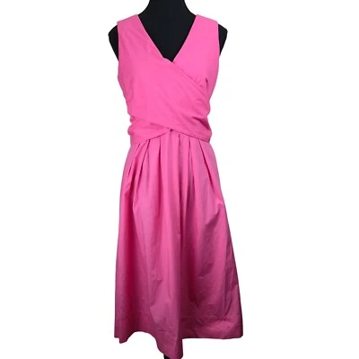 J. Crew Pink Cotton Dress Size 2 Sleeveless V-Neck Midi Wedding Date Cocktail - Image 1 of 4
