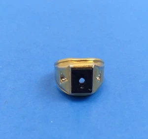 Anillo vintage de oro amarillo de 18 quilates GE piedra de ónix negro para hombre talla 7,5 - Imagen 1 de 10