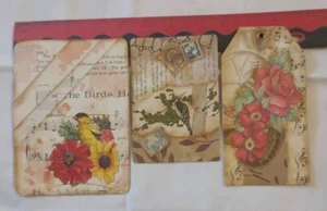 Journaling/Scrapbooking Ephemera Vögel Blumen Tuck-Spot Tag Vintage Motiv Goldfinch - Bild 1 von 11