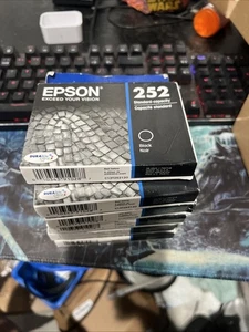 6 Epson 252 Standard Black Ink Cartridge - 6/25 - Picture 1 of 4