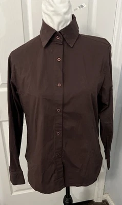 Vestido francés vintage, París. Blusa marrón con cuello LS para mujer talla 8 Foto 1 de 4