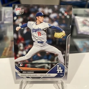 2025 Topps Now #137 Roki Sasaki RC Los Angeles Dodgers 1st MLB Win - Picture 1 of 4