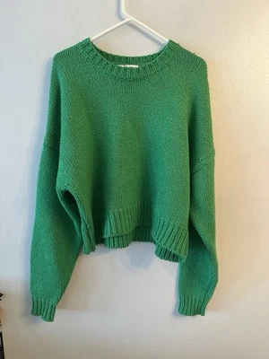 Suéter Recortado Crew Verde Talla L Acogedor Algodón Orgánico Marco Para Mujer de Gran Tamaño Foto 1 de 4