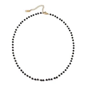 Collar para mujer IVY TAILI de cristal negro chapado en oro de 18 quilates turmali negro... - Imagen 1 de 6