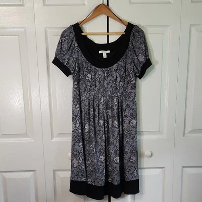 Vestido Babydoll London Times Blanco y Negro Imitación Encaje Talla 10 Plisado Floral Foto 1 de 4