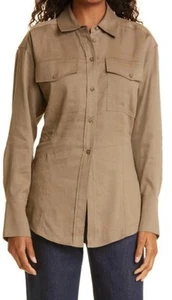 Frame Arie Linen-Blend Shirt in Dest Color Classic Button Up Capsule Wardrobe L - Picture 1 of 7