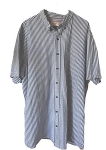 Men’s Seersucker Blue White Gazman shirt 3XL Quality 10% Cotton Button Up Sb11 - Picture 1 of 5