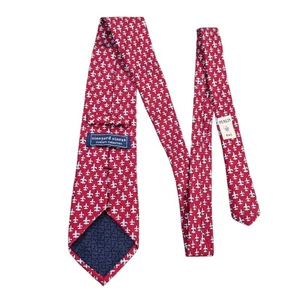 Corbata de seda Vineyard Vines Red Fleur De Lis colección personalizada corbata para hombre  - Imagen 1 de 11