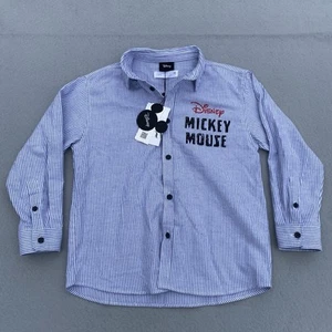 NWT Zara Disney Mickey Mouse Boys Striped Button Up Shirt Size 7 - Picture 1 of 10