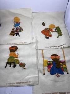 Vintage Sunset Stitchery Mädchenzimmer Muster Strumpf Stickerei Kits fertig - Bild 1 von 7