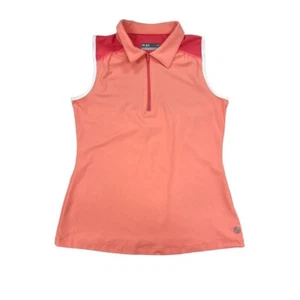 Lija Women's Size XS Sleeveless Golf Top Quarter Zip Orange Cream, XS - Picture 1 of 3