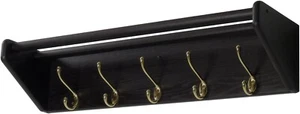 Wooden Mallet, Brass, Black 5 Hook Shelf - Picture 1 of 1