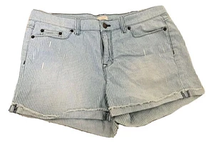 J. Pantalones Cortos Crew Seersucker en Azul Rayas Estilo Elástico Para Mujer Talla 29 Bolsillos - Imagen 1 de 3