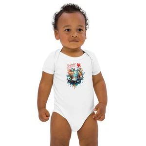 Organic cotton baby bodysuit for Halloween for girl for boy 3-6M, 6-12M, 12-18M - Picture 1 of 11