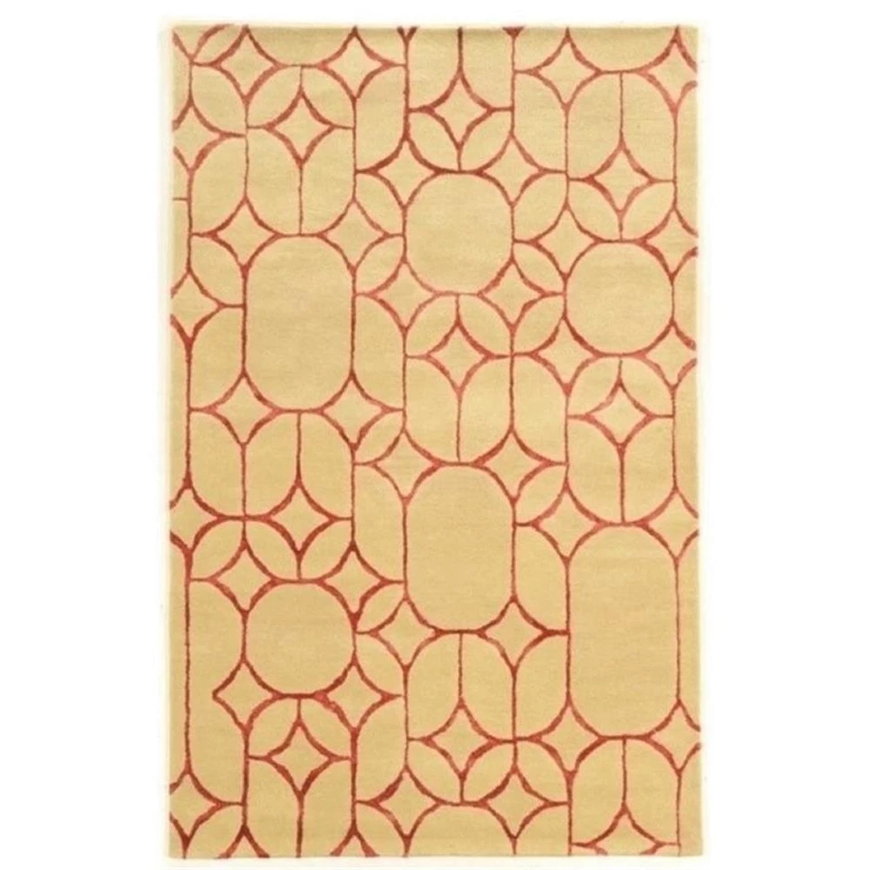 Alfombra acolchada a mano Hawthorne Collection 2' x 3' en marfil y coral Foto 1 de 1