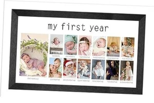 My First Year Picture Frame 12 Months Baby Keepsake Photo Frame White Black - Picture 1 of 7