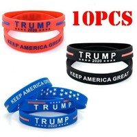 10 Silicone Bracelets Trump 2020 President Wristband Make American Great Bangle