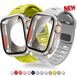 Cinturón de cinta de silicona + actualización a Ultra Case para Apple Watch Series 8 7 44 mm 45 mm - Imagen 1 de 43
