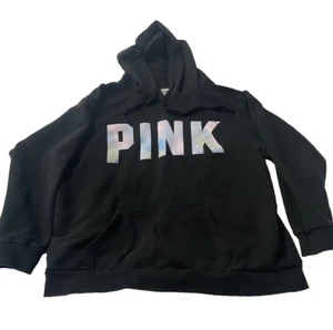 SUDADERA CON CAPUCHA VICTORIA'S SECRET ROSA TINTE CAMPUS NEGRA HIELO ÁRTICO GRANDE - Imagen 1 de 9