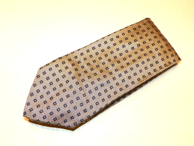 LANDS' END [ GEOMETRIC/GRAY ] [ LONG ] men's tie 100% Silk Made in USA - Image 1 of 3