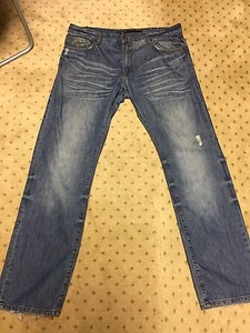 Rocca Wear Denim Men's Size 36x34 Blue Jeans Pants Washed Faded Dark - Picture 1 of 5