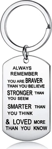 Always Remember You Are Braver Than You Believe Jewelry Keychain Keyring Gift - Picture 1 of 12