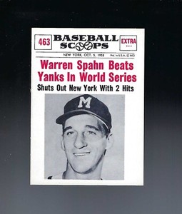 1961 Nu-Card Scoops Warren Spahn # 463 Near Mint