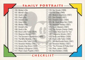 1991 Impel Disney Sammlerkarten Familienporträts #209 Checkliste - Bild 1 von 2