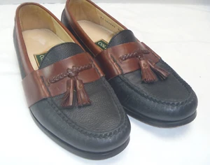 Cole Haan Loafers Mens 9.5D Black Brown Keltie Country Slip-on Leather Tassel - Picture 1 of 8