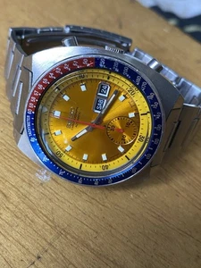 Genuine Vintage Seiko Pogue 6139 6002 Chronograph Automatic Cal 6139B Yellow - Picture 1 of 24