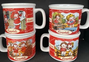 Vintage 2000 Campbell’s Soup Mugs Seasons Set of 4 VGC 3.75” Ceramic - Picture 1 of 2