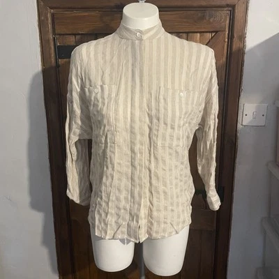 Camisa Joie Mujer Beige Rayas Calce Relajado Talla XS Foto 1 de 4