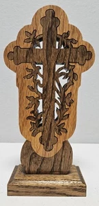 Zweiteilige Kreuz Laser Holzschnitzerei handgefertigt von Dan Weyers (Höhe 8,25") - Bild 1 von 7