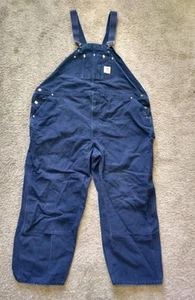 Vintage Carhartt Latzhose Latzhose Herren blau 50x27 Arbeit Doppelknie Baggy Maler - Bild 1 von 12