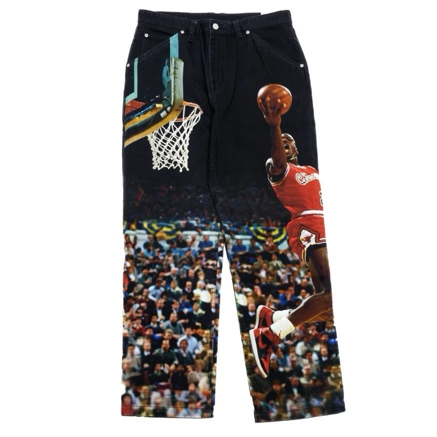 Nike Air Jordan Printed Twill Black Jeans Pants HF0045-010 - Men's Size 32