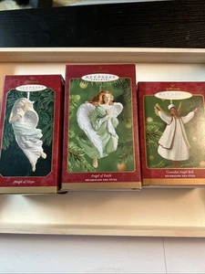 3 Hallmark Porcelain Angel Ornament - Faith - Hope - Greatful - Picture 1 of 7