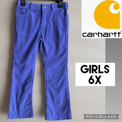 Pantalones Carhartt Niñas Púrpura Pana CK9305 Bootcut Bolsillos Juveniles Talla 6X Foto 1 de 4