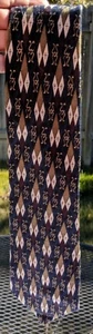 L'HOMME 100% Italian Silk Necktie, Made in USA, Geometric Print, Navy,Gold,more - Picture 1 of 6