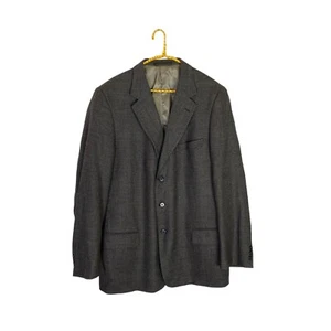 Vintage Monsieur Givenchy Gray Silk Wool Mens Classic Blazer Jacket Size 46 Long - Picture 1 of 5