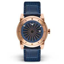 Zinvo blade galaxy turbine automatic rose gold steel blue leather mens watch