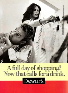 DEWAR'S WHISKY AD #13 RARE 1997 "A FULL DAY OF SHOPPING? NOW THAT CALLS FOR A.." - Picture 1 of 1